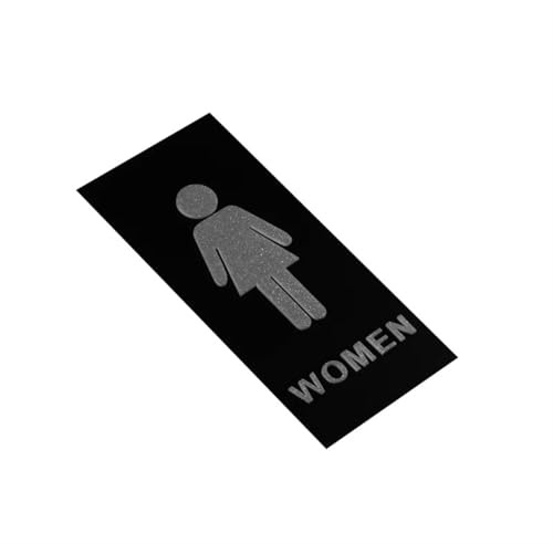NihaoWXM Toilettenschild Schwarzes WC-Schild, Tür-WC-WC-Schild, Wandaufkleber, Beschilderung, Männer und Frauen, Beschilderung, Wandmontage, Waschraum-Schild(Women)