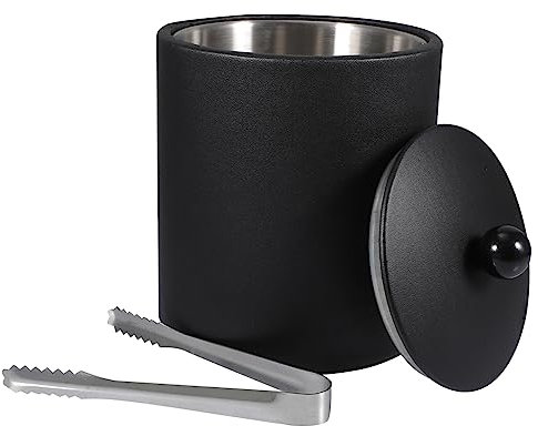 Garneck Edelstahl Eiskübel Mit Deckel Schwarz - Isolierter Eiswürfelbehälter Für Sekt - Wein Bier Perfekt Für Partys Bars Und Zuhause Robuster Eiskübel Mit Eiszange