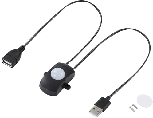 Greluma 1 interruttore mini PIR DC 5-24 V 2 A, sensore di movimento per illuminazione LED fai da te, rilevatore di movimento a infrarossi, interruttore automatico, striscia LED con connettore USB