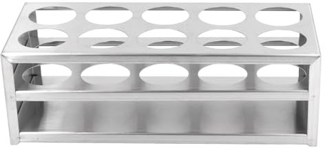 Fdit 304 Presque du Rack de Tube à Essai en Acier Inoxydable - Organisateur de Laboratoire Lourd pour les Expériences de Chimie, les Tubes à Centrifugeuse et le Stockage (304 acier