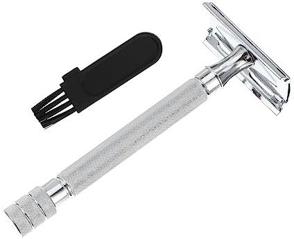 Maquinilla de Afeitar de Seguridad Manual Retro de Aleación de Aluminio | Acabado Blanco, Diseño de Cuchilla Cerrada, Herramienta Reutilizable para Barba y Afeitado Facial