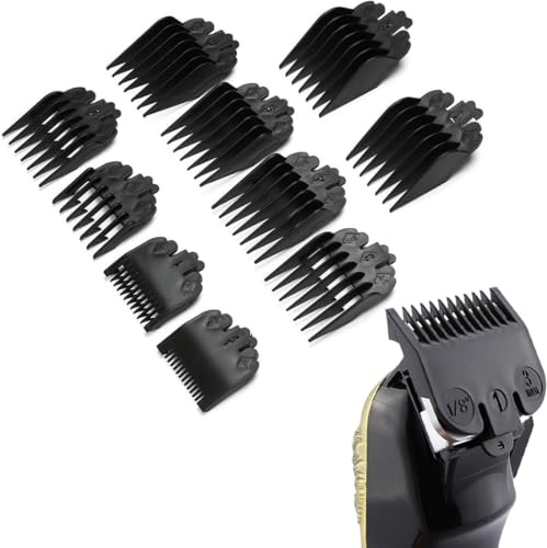 JEYORZY 10 Piezas Peines Maquina Cortar Pelo, Peine Guía de Profesionales, accesorios de la recortadora peine conjunto para Wahl cortadora de pelo clip mágico afeitadora, Juego De Peines Premium