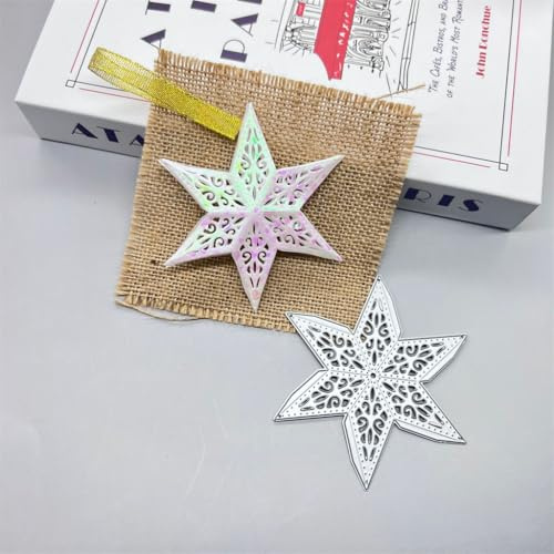Sredwtk Stern Stanzschablonen Weihnachten 3D Stern Metall Prägeschablonen Stanzformen Schneiden für DIY Karte Sammelalbum Scrapbooking Fotoalbum Deko Cutting Dies