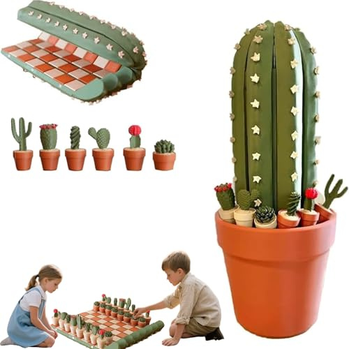 Cactus Peut Enrouler des Pièces D'échecs，cactichess - Jeu D'échecs De Cactus，3D Printed 32pcs Chess Board Set ，Pièces Uniques en Forme De Plante, Cadeau pour Enfants Et Adultes-a