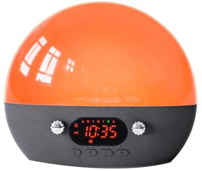 Asyduey Despertador de Amanecer Altavoz Bluetooth para Dormitorio 11 Máquina de Sonido de Ruido, Luz de Noche de Atardecer Luz de Despertador para Niños