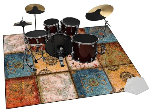 120 x 90 cm Tappeto per Batteria, Drum Tappeto Insonorizzato, Tappeto Insonorizzato Tamburo per Batterie Elettroniche Rullante Acustica Snare Drum Strumenti, Antiscivolo Tappetino per Batteria