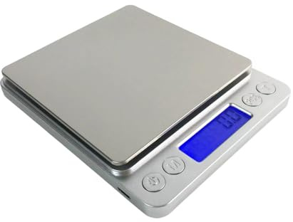 MUXIJIA USB Digitale Küchenwaagen Digitalwaage 0,1g/3000g. Zähl-Tara, 6 Einheiten, LCD, Auto-Off. für Lebensmittel/Kräuter/Edelsteine. Taschenwaage, Briefwaage, Grammwaage, Digital Feinwaage.