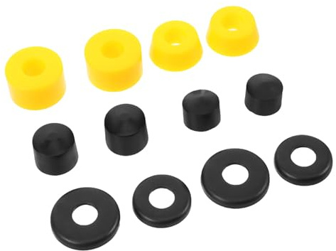 Healeved Bushing de Skateboard en PU Jaune Amortisseur de Vibrations pour Trucks Kit Rehausseur Léger Compatible Longboard Rondelles D’Axe Skateboard pour Absorption Chocs et Stabilité