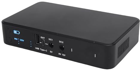 Mini UPS Battery Backup, 10400mAh DC Uninterruptible Power Supply with 5V 9V 12V USB C Output Auto Switchover for Router Camera ABS Black 6.3 x 3.8 x 1.3 in 1 Pack