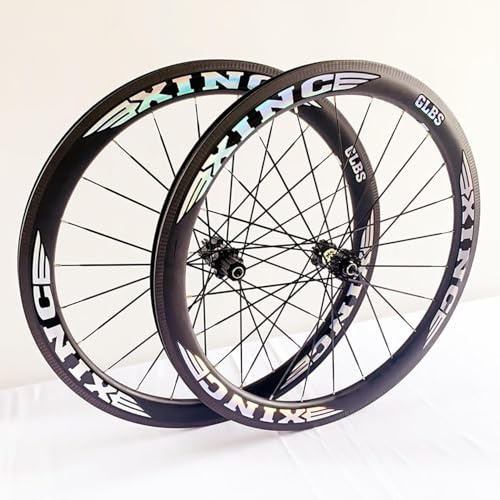 CUCKQUIC 700C Rennrad-Laufradsatz, Carbonfaserfelgen, Scheibenbremse, Schnellspanner, 100 mm/135 mm, 24 Loch Naben für 7-8-9-10-11-fach Kassette, Vorder- und Hinterrad A