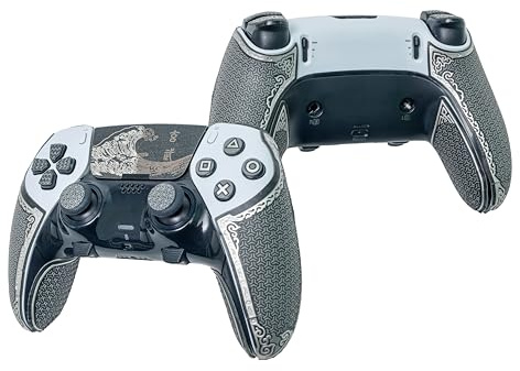 Controller Grips, Skin kit,Anti-Skid, Multi-Texture, Sweat Absorption, Pre-Cut Grips Tape, by SHADOW BOOLT (Metallisch Gray & Silver, 2.0 for DualSense Edge)