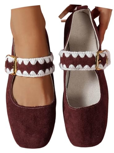 Nuqqichongtian Zapatos de mujer bailarinas Mary Jane Zapatos tradicionales cómodos y elegantes para el día a día ancho punta cerrada plana con correas ortopédicas