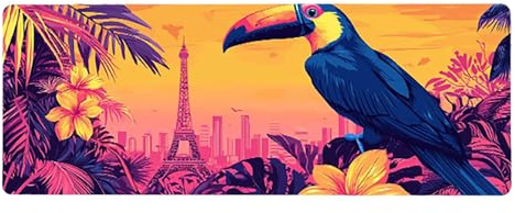 Large Mouse Mat, 30x60cmx3mm, Gaming Mouse Pad, Rubber Base, Stitched Edges, Water Resistant Easy Clean, For All Types, Extend Desktop Protection, Office Men's Gifts, Toucan Scenery D1YY-601