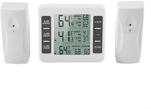 Termometro digitale senza fili con 2 sensori per monitor della temperatura interna ed esterna da 0 a 50 °C per interni da -40 a 60 °C per esterni 330 piedi Trasmissione aggiornamenti in tempo reale