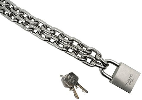 KAMERO Edelstahl V4A Kettenschloss mit Vorhängeschloss, 4mm 100cm | rostfrei