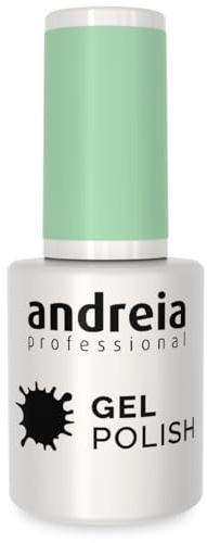 Andreia Semi-Permanent Nail Gel Polish for UV/LED Lamp - Intense Shine and 4 weeks Lasting Manicure Nail Gel Varnish - Colour 286 Pastel Mint Green - Shades of Blue 10.5 ml
