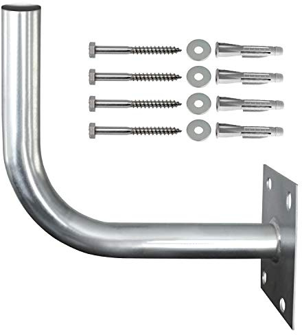 ARLI Sat Wandhalter 25 cm Wandhalterung + 4er Schrauben und Dübelset Stahl verzinkt sandgestrahlt rostfrei Satellitenschüssel Wand Halter Antenne Schüssel Wand Halter Schraube Dübel Set