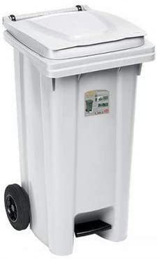 Stefanplast Contenedor con Pedal, Blanco, 120 litros