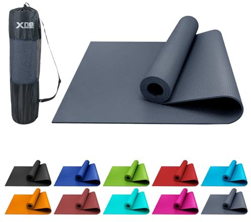 XN8 Sports PVC Yoga Mat 6mm Thick Non-Slip Exercise & Workout Mats with Carry Strap Ideal for Pilates, Gym, Stretching, Meditation – Lightweight for Home, Travel & Outdoor Fitness mat for men & Women