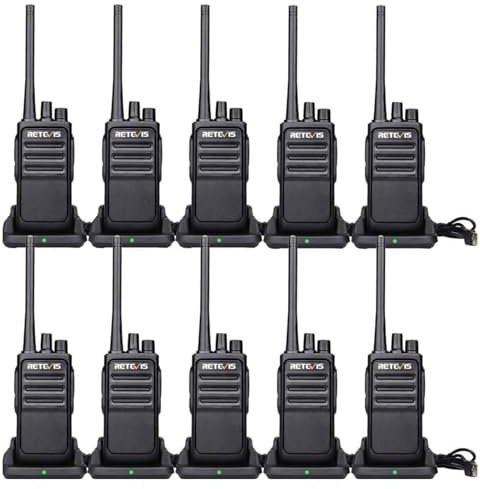 Retevis RT617 Funkgerät, Lizenzfrei Funkgeräte PMR446, VOX, Nicht Magnetisches Mikrofon, Wiederaufladbar Walkie Talkies Reichweite für Rettung, Industrie, Sicherheit (10 Stück, Schwarz)