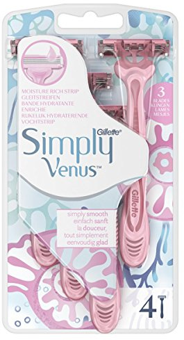 Venus Gillette Simply 3 Rasoi usa e getta da donna, confezione da 4