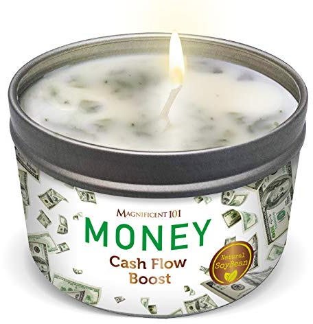 MAGNIFICENT 101 Candela per aromaterapia Money per Ottenere Un Aumento del Flusso di Cassa - Candela in Latta di Cera di soia Naturale profumata alla Salvia e Cannella per purificazione