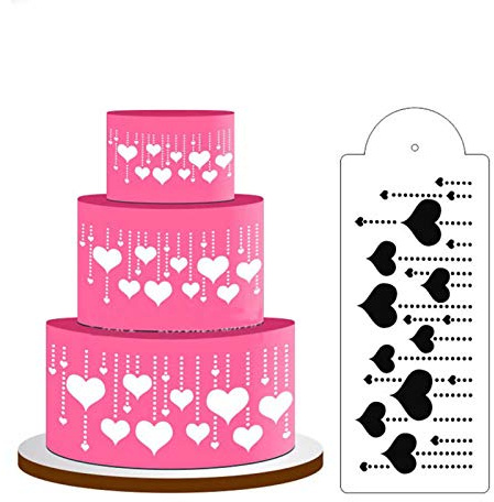 DUBENS Hängen Herz Kuchen Schablone Seite Kuchen Schablone Fondant Form Kuchen Dekorieren Werkzeug Kuchen Seite Dekorieren Top Schablone Dekoration