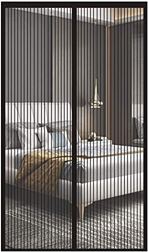 GOUTUI Fliegengitter Magnet 130x210cm Schließen Insektenschutz Fliegennetz Vorhang Automatisches Schließen für Holz, Eisen, Aluminium Türen und Balkon, Schwarz A