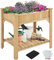 Yaheetech Huerto Urbano Exterior Mesa de Cultivo de Madera Abeto con 8 Compartimentos 91,5 x 62 x 92,5 cm con Guantes para Jardín Terraza Balcón Marrón Claro