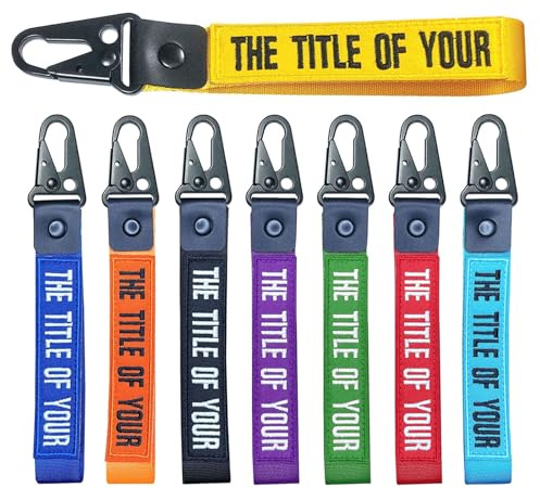 Brillina Porte-clés personnalisé, broderie personnalisée Votre cadeau texte, lanière de poignet unisexe pour clé voiture accessoires sac à dos bagages (Eagle keychain), 20 x 2.54cm