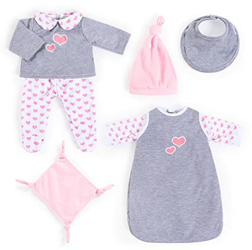 Bayer Design 84619AH Puppenkleidung, Puppenoutfit 40-46 cm, Puppenschlafsack, mehrteilige Puppenanziehsachen, Puppenzubehör