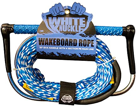 White Knuckle Wakeboard Rope, 75ft, 3-5 Section Poly-E Mainline, 15 EVA Grip Handle