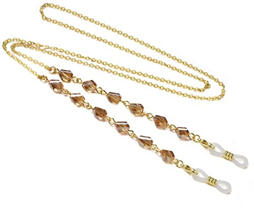 DNLKWGO Metall Brillenschnur Brillenkette Kristall Stil Brillenband Halter für Frauen Mädchen, braun, One size