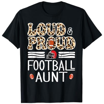 Leopard Loud & Proud American Football Aunt Family Women T-Shirt