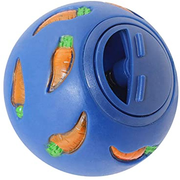 Fenteer Futterspender-Spielzeug für Haustiere – Interaktiver Snackball für Kaninchen & Kätzchen – Slow Feeder mit Verstellbaren Öffnungen, Blau