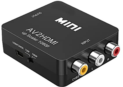 SagaSave 1 adaptador RCA a HDMI, convertidor AV a HDMI, para PS2 Wii Xbox SNES N64 VHS VCR cámara DVD, compatible con PAL/NTSC con cable de alimentación USB