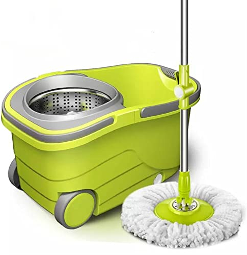 Fregona Sistema de trapeador de giro de acero inoxidable con ruedas y dispensador de jabón MOP MICROFIBER MOP Separación suspendida Cubo de limpieza for el hogar multiusos Mopa Fregona ( Color : Plast