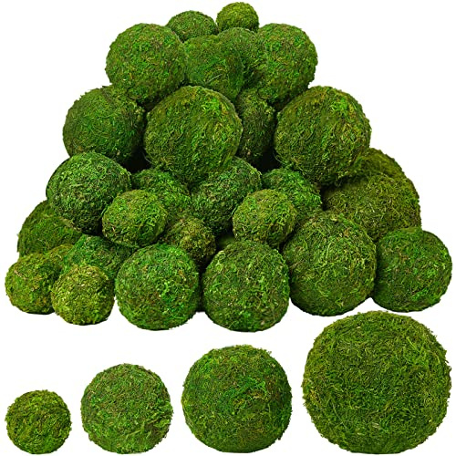 Amyhill 38 Pcs Decorative Faux Moss Balls for Centerpiece Artificial Green Plant Mossy Globes Dried Moss Balls Bowl Filler for Vase Wedding Spring Home Garden Decor Chinoiserie Party Display