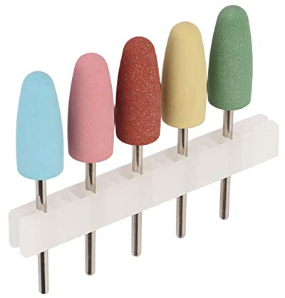 5 Punte per Levigatrice Unghie in Silicone – Accessori per Trapano Manicure e Pedicure, Abrasive per Gel, Lucidatura e Cuticole, Confezione da 5 pezzi