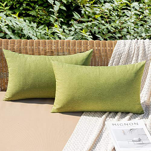 MIULEE Wasserdicht Outdoor Kissenbezug 30x50 Matcha Grün Sofakissen 2er Set