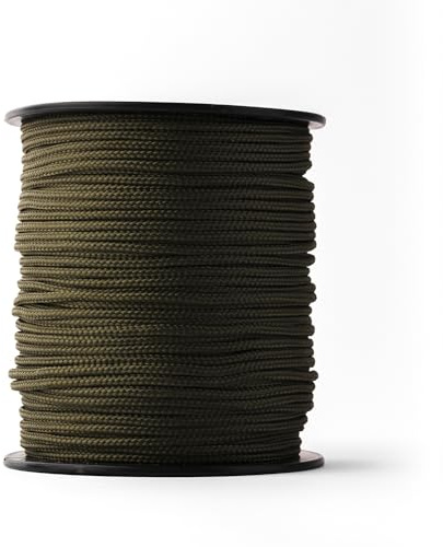 SNURO Polyesterseil (3mm, 100M, Khakigrün) - Geflochtenes Polyester - Stark, wetterfest und vielseitig - Witterungsbeständiges Seil ideal für Outdoor & Survival zum Befestigen - Bruchkraft 150kg