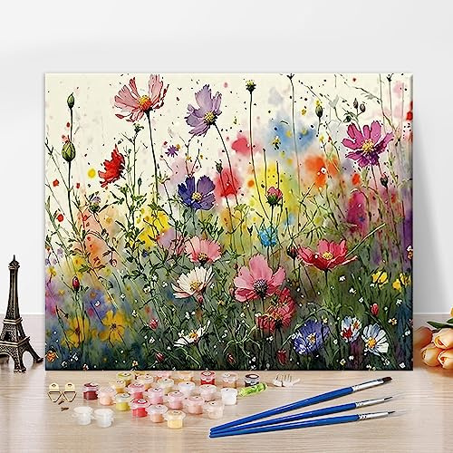 TISHIRON Pintar por números Adultos Tinta Pintura Estilo Flores Pintura al óleo DIY Pintada a Mano Kits de Pintura al Óleo con Pinceles para Arte de Pared Decoración Hogar Decoración del Hogar 40,44
