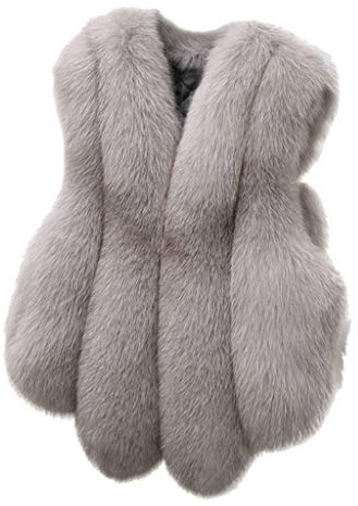 TDEOK Giacca di pelliccia da donna, in pelliccia sintetica, per le mezze stagioni, giacca in pelliccia sintetica, giacca corta trapuntata, giacca in pelliccia sintetica, senza maniche, cappotto di