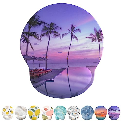 Giecy Mouse Mat Wrist Support, Ergonomic Gel Mouse Pad, Mouse Wrist Rest with Non-slip Base for Home Office Computer, Laptop (Purple Coconut Grove)