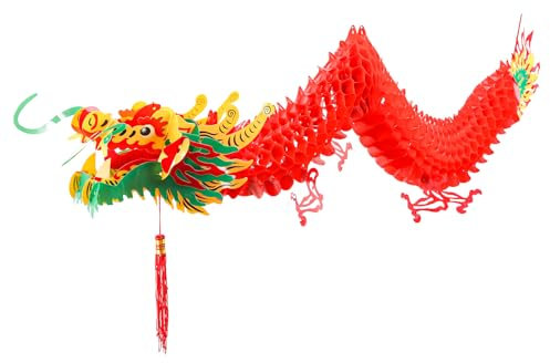 Chinese Dragon, 2024 Dragon en Papier Chinois Guirlande Décoration à Suspendre pour Le Nouvel an Lunaire la Maison la Fête Les Magasins Le Restaurant Le Quartier Chinois Les Ornements (1,5m)