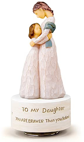 MS. WENNY Music Box Gift for Daughter, Mom and Daughter Figurine Sculpted Hand-Painted Statue Figure Musical Gifts to Daughter from Mom Birthday Play Always With Me