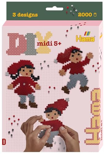 Hama Perlen 3450 Iron-On Beads Christmas Fun Gift Pack with Approx. 2,000 Midi Beads, a Square Peg Plate to Clip Together, Motif Template, Ironing Paper, for Children from 5 Years