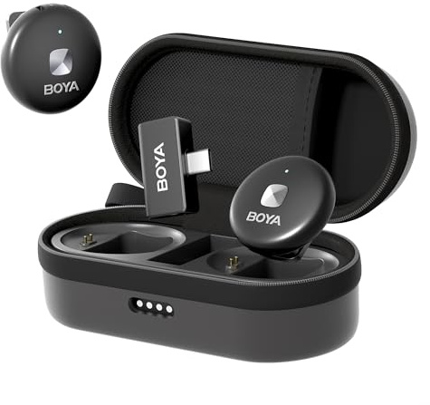 BOYA OMIC-U Lavalier Microphone Wireless USB C, Mini Microphone Mobile Phone Android iPhone 15 iPad Vlog Podcast, Plug Play Wireless Lapel Microphone