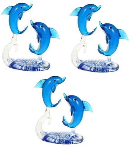 Cabilock 3stücke Kristallglas Delfin Figurine Desktop Ornament Für Und Zu Festen Wie Geburtstag Oder Weihnachten