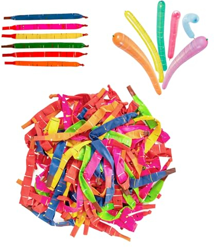 50 Stück Raketenballons Bunte Lange Streifenballons Raketen Luftballons mit Blasrohr, Gedrehte Luftballons Fliegende Ballons Modellier mit Pfeifen für Feiertage Geburtstag Hochzeit Party Dekoration